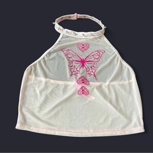 Sugar Thrillz Dolls Kill pastel goth see-through butterfly halter with spikes
